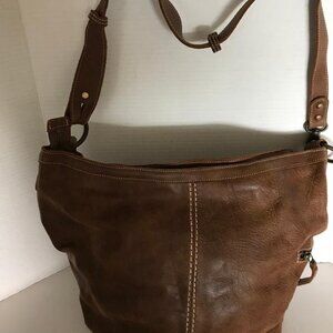 Roots Brown Leather Shoulder/ Crossbody Bag